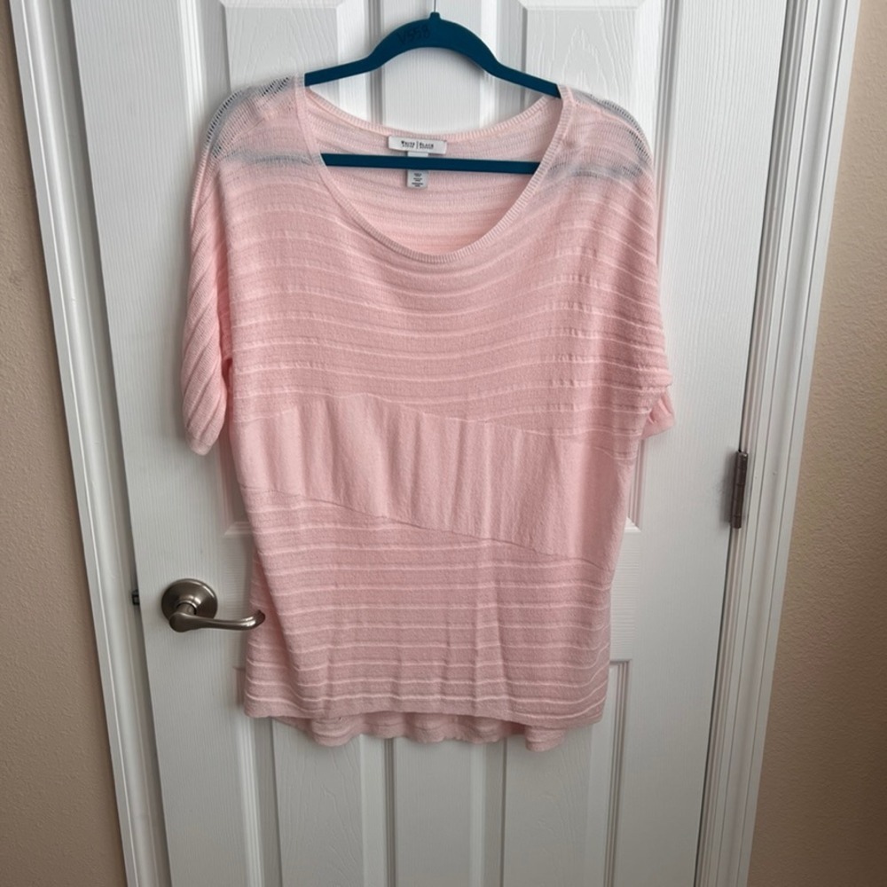 White House‎ Black Market Knit Top Dolman Sleeve Striped Pink Sweater M